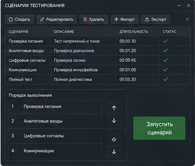 Интерфейс сценариев: список проверок и порядок выполнения